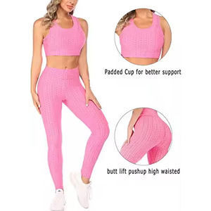 Custom Color Yoga Set Women High Waist Seamless <b>Crop</b> Top <b>Leggings</b> 2 Piece Activewear Full Length Sleeveless Sportwear - Product Image 2