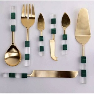 Factory Wholesale 18/10 Quality Stainless Steel <b>Salad</b> Server With Resin Beaded Handle Eco-Friendly <b>Salad</b> <b>Tools</b> Utensils Kitchen - Product Image 5