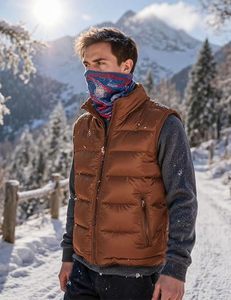 Gilet matelassé unisexe décontracté, écologique, coupe-vent, léger, chaud, sans manches, entièrement zippé, col montant, pour l'hiver - Product Image 4