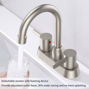 Rubinetto per lavabo da bagno RV a 3 fori con 2 maniglie, finitura nichel spazzolato, per ricambi e accessori RV - Product Image 4