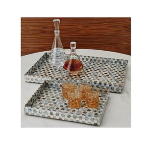 Bandeja de nácar real para tocador, mesa de comedor o mesa de café, organizador de bandejas decorativas - Product Image 4