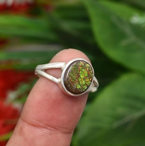 Anillo de Plata de Ley 925 con Gema de Ammolita, Hecho a Mano, Multicolor, Joyería Fina, Regalo para Mujer - Product Image 5