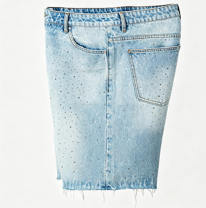Pantalones Cortos de Mezclilla Cargo para Hombre, de Cintura Media, de Secado Rápido, con Borde sin Rematar y Efecto Desgastado, Estilo Urbano, con Parches Bordados Personalizados al por Mayor - Product Image 3