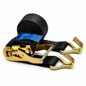Correas de Amarre Provina Negras de 38 mm (1.5 Pulgadas) de Alta Resistencia con Certificación CE, Material de Poliéster, Ganchos Dobles en J, 5000 kg - Product Image 1