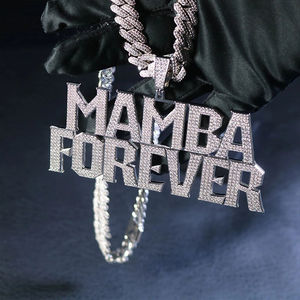 Pendentif Lettre Mamba Forever en Argent 925 Plaqué Or avec Moissanite, Breloque Religieuse Hip Hop pour Hommes et Unisexe - Product Image 1