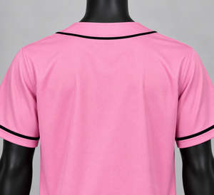 เสื้อเบสบอลคอวีสีพื้น แฟชั่นลำลอง แขนสั้น โพลีเอสเตอร์ สำหรับผู้หญิงและผู้ชาย ไซส์ใหญ่ สีชมพู - Product Image 6