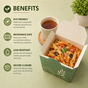 Caja de Cartón Biodegradable Desechable para Fideos, Contenedor Cuadrado para Llevar, Ecológico, Personalizable, Autoensamblable - Product Image 5