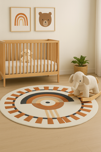 Modern <b>rounded</b> Shape white Hand Tufted Wool Rug Decorative Area <b>Carpet</b> for Home Interior Living Room Decor Latex New Year Gift - Product Image 2
