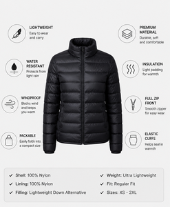 Custom Lightweight Puffer <b>Jacket</b> for Men & <b>Women</b> <b>Packable</b> Quilted Winter <b>Jacket</b> OEM ODM Private Label - Product Image 2