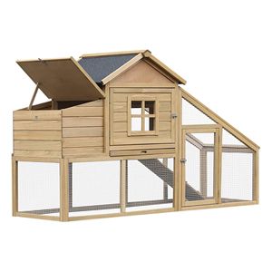 Pollaio in Legno da 69 Pollici con Rampa, Vassoio Rimovibile, Finestra Ventilata e Nido (Naturale) - Product Image 1