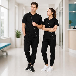 Conjunto de Uniformes Médicos de Bambú Unisex con Cuello en V, Transpirables, Ecológicos, de Poliéster y Spandex para Enfermeros y Doctores - Product Image 1