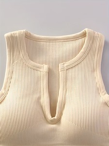 Sujetador deportivo para mujer con cuello en V, sin costuras, acanalado, top corto, bralette de gimnasio con cuello en V dividido, sujetador de running y entrenamiento con almohadillas extraíbles - Product Image 2