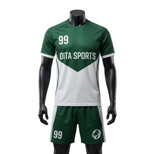 Men Green White Two Tone Handball Uniform Set Polyester Jersey Shorts Sports Team Wear Athletic Match Training Clothing - Product Image 1