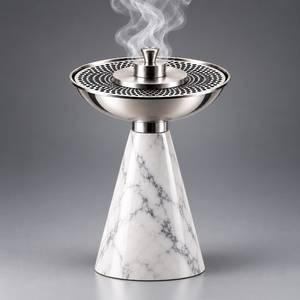 Brûleur d'encens Bakhoor en résine effet marbre, diffuseur d'aromathérapie en acier inoxydable, support décoratif pour parfum d'intérieur, entièrement naturel - Product Image 5