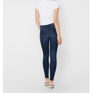 Jean slim taille mi-haute pour femme, en denim de qualité supérieure, décontracté, en coton, style uni, coupe droite, extensible - Product Image 6