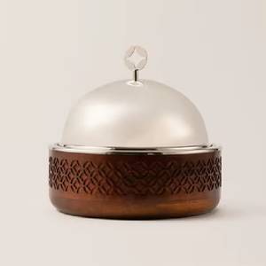Metal Casserole Hammered Silver Dome <b>Lid</b> Hot <b>Pot</b> Premium Food Warmer Set Insulated Serving Dish Catering Tableware <b>Pot</b> Stackable - Product Image 5