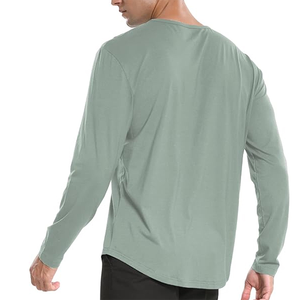 เสื้อยืดแขนยาวผู้ชาย ทรงปกติ สีพื้น คอกลม ผ้าฝ้าย 100% แห้งเร็ว ป้องกันรังสียูวี ระบายอากาศได้ดี เป็นมิตรกับสิ่งแวดล้อม สวมใส่สบาย - Product Image 2