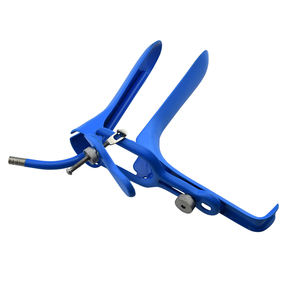 Spéculum gynécologique manuel doublement isolé de haute qualité (bleu) avec évacuation des fumées pour procédures électrochirurgicales - Product Image 1