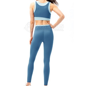 Conjunto de Yoga para Mujer de Primera Calidad, Duradero, de Spandex/Poliéster, Transpirable, con Logotipo Frontal, Cintura Alta, 2 Piezas - Product Image 6