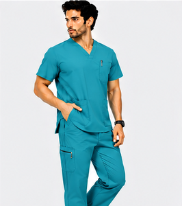 new 2 piece jogger scrub <b>set</b> for men breathable spandex <b>doctor</b> nurse hospital medical uniform logo comfortable durable - Product Image 6
