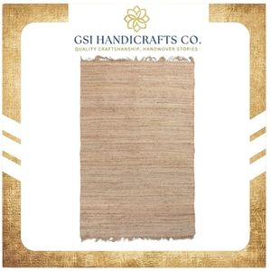 Latest Stylished Bohemian Handmade Organic Jute Area <b>Rug</b> Rectangle Solid Color Flat Weave Eco Friendly Living Room Use Thin Pile - Product Image 2