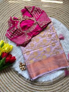 Banarasi Silk <b>Saree</b> with <b>Blouse</b> Piece Traditional Ethnic Wear <b>Saree</b> Party Wear Wedding <b>Saree</b> - Product Image 6