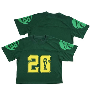 Green Unisex <b>Short</b> Sleeve <b>Mesh</b> American Football Jersey Team Name Number 26 Sublimated Print V-neck Breathable Polyester Adult - Product Image 1