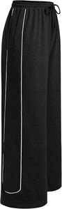 Unisex Black Wide Leg Sweatpants With <b>White</b> Side Stripe Elastic Waist Drawstring Casual <b>Jogger</b> Pants Autumn Streetwear - Product Image 5