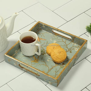 Plateau de service en bois décoratif personnalisé fait à la main accessoires de table imprimés personnalisés pour cuisine traiteur service d'aliments en vrac - Product Image 2