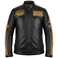 Blouson de moto en cuir véritable et toile noire, style rétro avec rayures, design Cafe Racer, patch personnalisé, lettres, vêtement d'extérieur pour la conduite