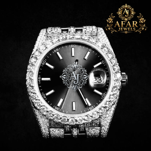 Reloj de Lujo para Hombre con Esfera Redonda de 20 mm, Cuarzo Analógico, Acero Inoxidable, Resistente al Agua, con Incrustaciones de Moissanita VVS - Product Image 1