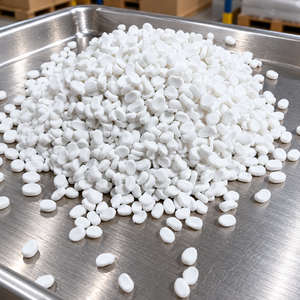 Meilleur prix, produit phare : Granulés de carbonate de calcium (masterbatch) en forme de remplissage, couleur blanc naturel, matière première pour bidons. - Product Image 1