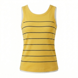 Listo para Enviar: Camiseta sin Mangas para Mujer, Transpirable, a Rayas, 100% Poliéster, Ropa Deportiva Personalizada, Fábrica de Ropa OEM ODM - Product Image 1