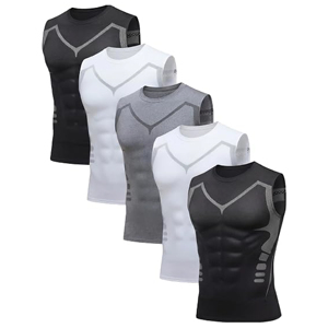 <b>Men</b> Compression Tank Top Sleeveless O-Neck Quick Dry Sporty Fit <b>Body</b> <b>Shaper</b> Vest <b>for</b> Gym Workout Athletic Baselayer - Product Image 1