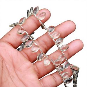 Perles d'améthyste verte naturelle facettées en forme de marquise, perles d'améthyste verte percées sur le côté, perles de pierres précieuses pour la création de bijoux 7x12-8x13MM 8 pouces - Product Image 1