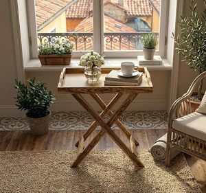 <b>Bamboo</b> Rectangle Folding <b>Table</b> Waterproof Portable Tabletop Side <b>Table</b> Modern Outdoor Accent <b>Table</b> for Hotel Patio - Product Image 3