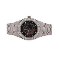 Montre de luxe pour homme avec diamants, boîtier carré en or blanc, acier inoxydable, mouvement mécanique ETA 20 mm, cadran en cristal saphir 40 mm, mixte