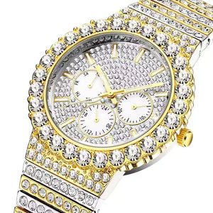 Montre en acier inoxydable de luxe avec diamants brillants en moissanite, collection hip-hop, mouvement automatique, montre sertie de diamants - Product Image 2