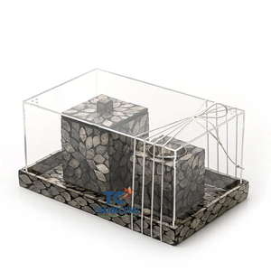 Ensembles de brûleur d'encens à incrustation de coquillage en nacre avec couvercle de plateaux acryliques/bougeoirs en coquillage - Product Image 3