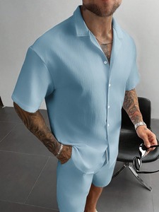 T-shirt pour homme personnalisé, ensemble deux pièces, couleur unie, manches courtes, col rond, 100% coton, tricoté sans couture, séchage rapide, 280g - Product Image 2