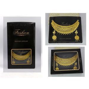 Collier ras du cou plaqué or magnifique ensemble de boucles d'oreilles femmes mariage de créateur petites arabes collier plaqué or traditionnel - Product Image 6