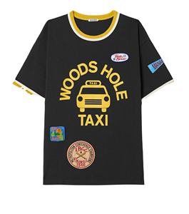 T-shirt décontracté pour femme 100% coton pré-lavé sérigraphié O cou avec contraste court col rond Logo décoration t-shirt - Product Image 1