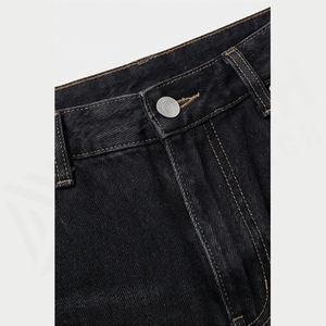 Jean en denim délavé foncé pour homme, coupe large, taille haute, ample, en coton, style décontracté, automne - Product Image 4