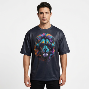 T-shirt à manches courtes pour homme, imprimé coloré, coupe classique, col rond, style décontracté, motif imprimé numérique, logo sur le devant - Product Image 6