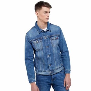 Veste en jean pour homme, coupe classique, boutonnée, effet délavé, style streetwear vintage, pour l'hiver et l'automne - Product Image 1