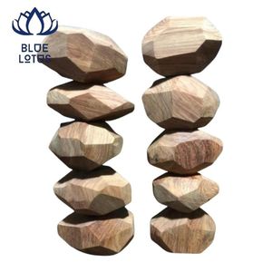 Jeu de construction en bois naturel Tumi Ishi, ensemble de pierres empilables, durable, écologique, jouet DIY - Product Image 1