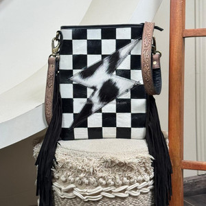 กระเป๋าสะพายข้างหนังวัวแท้สำหรับผู้หญิงดีไซน์หรูกระเป๋าถือลายตารางหมากรุกสไตล์ใหม่ - Product Image 4