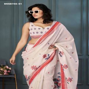 Fabricant indien de sarees en lin de haute qualité avec impression numérique, vêtements traditionnels indiens pour occasions spéciales, à prix de gros. - Product Image 1