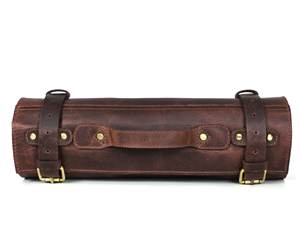 Nouvel Arrivage – Ensemble de Couteaux de Cuisine en Cuir Véritable Marron Foncé, Organisateur de Couverts Enroulable, Outil de Chef, Logo Personnalisé LKR-0338 - Product Image 5