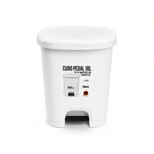 Poubelle CUBO PEDAL 18L à couvercle rabattable blanche, poubelle de qualité supérieure - Product Image 1